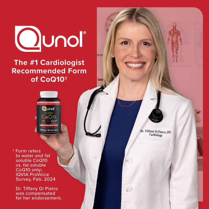 Qunol Ultra CoQ10 100mg, 3X Better Absorption, Antioxidant, 120 Softgels | #1 Cardiologist Recommended Supplement for Heart Health, Coenzyme Q10 Supplement to support Vascular Health & Cellular Energy 120 Count (Pack of 1)