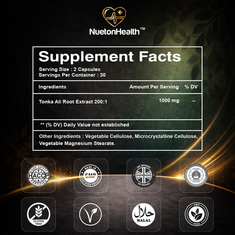 Tonka Ali X – Premium Malaysian Root Extract for Daily Energy & Wellness – Plant-Based Daily Support – 60 Vegan Capsules