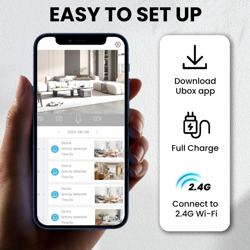 [Australia] - 2025 Upgraded Security Camera, 4K HD Mini Nanny Cam for Home with Night Vision, WiFi Indoor Camera, 100 Days Long Battery Life, Motion Detection, Remote Viewing, Wireless Surveillance Cam WIFI Camera 