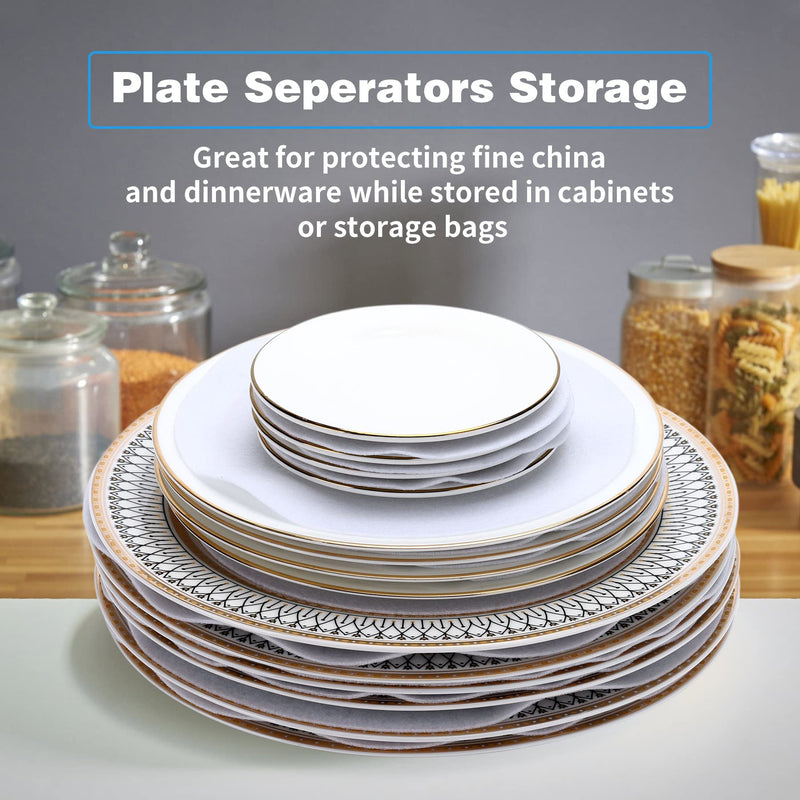 [Australia] - Imncya Plate Separators Storage, Set Of 60 And 3 Different Size, Thick and Premium Soft Felt Plate Dividers For China, Dish, Coffee Saucers Protecting and Stacking White 60 Pcs 