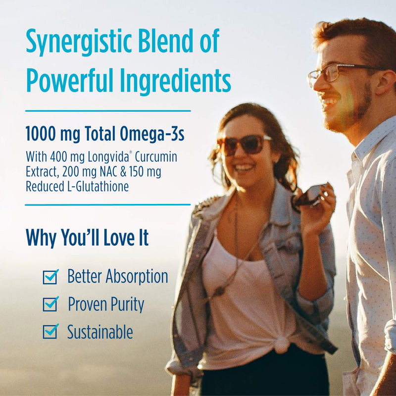 [Australia] - Nordic Naturals Omega Curcumin, Lemon - 60 Soft Gels - 1200 mg Omega-3 + 400 mg Optimized Curcumin - Combats Cellular Stress - Non-GMO - 30 Servings 
