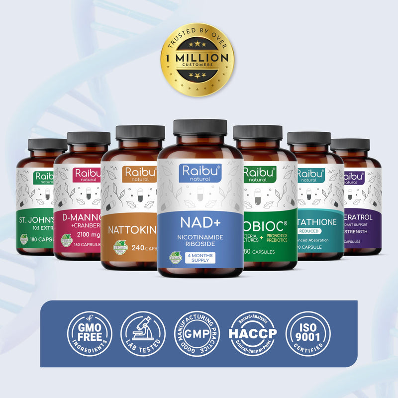 NAD+ Supplement with Nicotinamide Riboside (Niacin) - 4 Month Supply (120 Capsules) - Energy, Cellular & Healthy Aging Support - 300 mg per Serving - Vegan, Non-GMO, GMP Certified NAD+