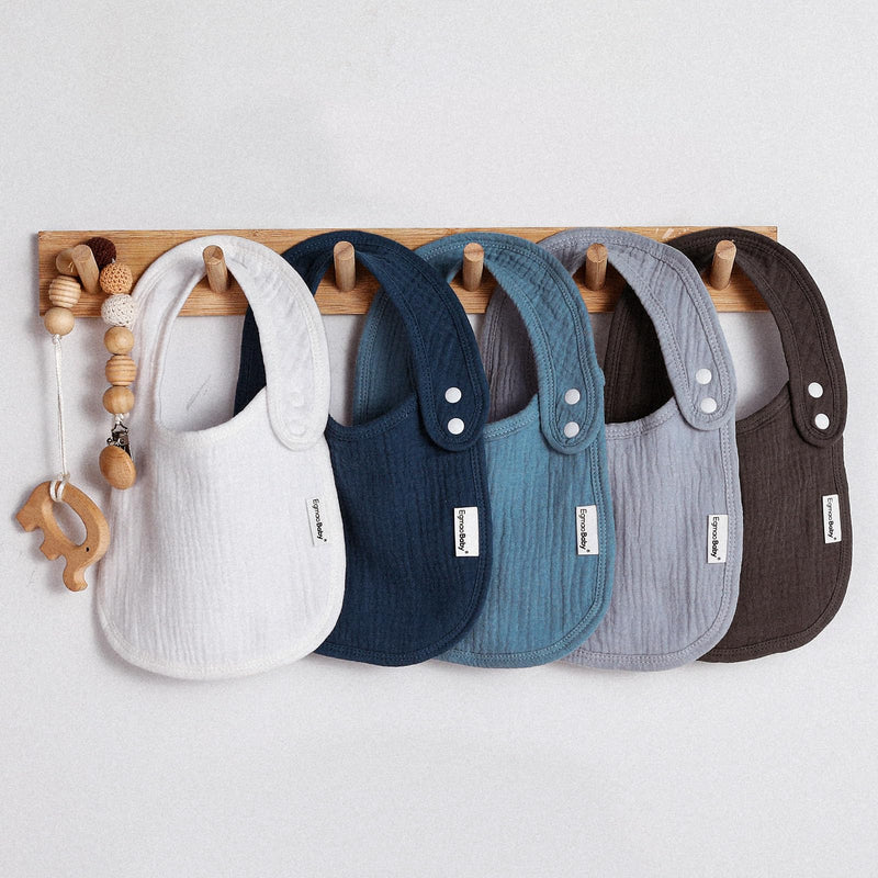 [Australia] - Muslin Bibs for Baby Boys Girls,Organic Muslin Baby Bib for Drooling and Teething,Soft Bandana Drool Bibs 5 Pack Haze 