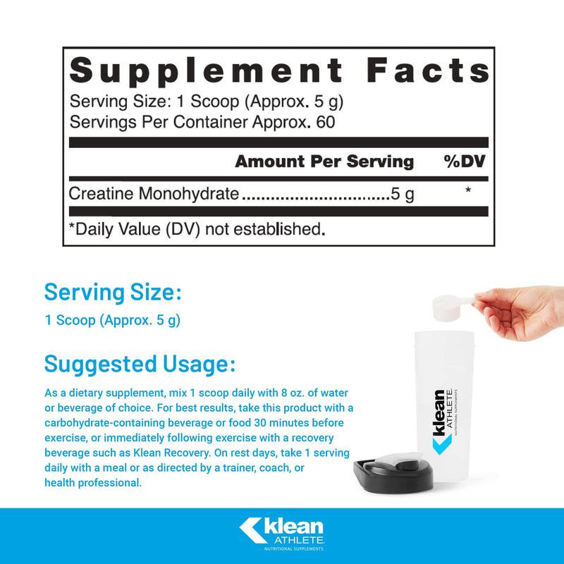 [Australia] - Klean ATHLETE Klean Creatine - Supports Muscle Strength, Performance & Recovery from Strenuous Exercise* - NSF Certified for Sport - 11.1 Ounces - Unflavored 