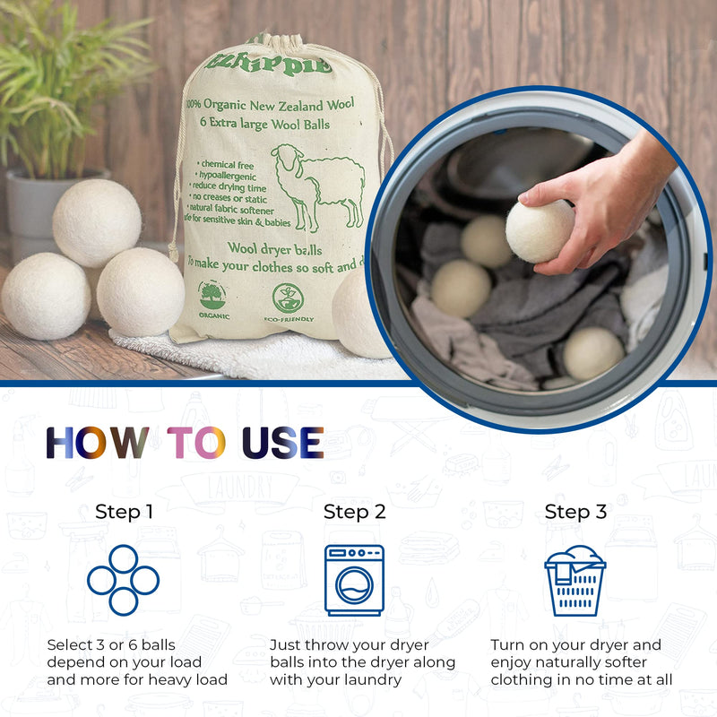 [Australia] - Quality Wool Dryer Balls - 4 XL Pack - 1000+ Loads - Pure Organic Wool - Reusable Natural Fabric Softener Perfect with Essential Oils, Reduce Clothing Static and Wrinkles Pack Of 4 
