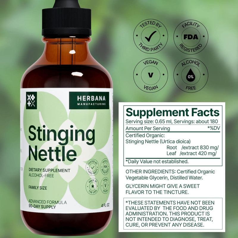 [Australia] - Stinging Nettle Leaf and Root 4 fl oz Liquid Extract - Natural Urinary & Kidney Support for Man and Woman - Organic Urtica Dioica - High Potency Herbal Supplement - 90-Day Supply 4 Fl Oz (Pack of 1) 