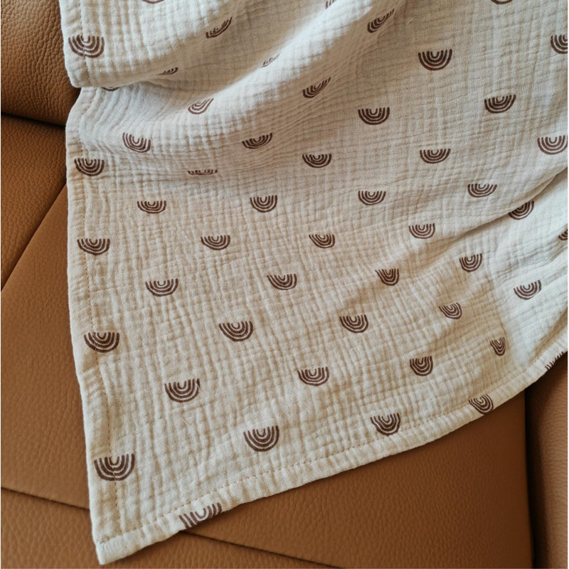 [Australia] - Muslin Nursing Cover for Breastfeeding, Breathable Privacy Nursing Covers with Arch Neckline for Hands-Free View, Soft Cotton Multi-use Adjustable Nursing Apron Cover | Carseat Cover (Rainbow) Rainbow 