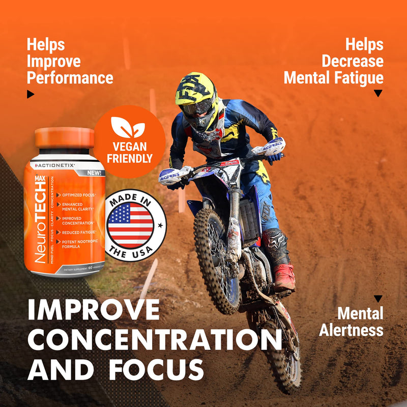 [Australia] - NeuroTech MAX Brain Supplements for Memory and Focus, Caffeine Free Nootropic Brain Supplement, Rich Brain Supplements with DMAE, Bacopa, Huperzine for Atheletic Performance 