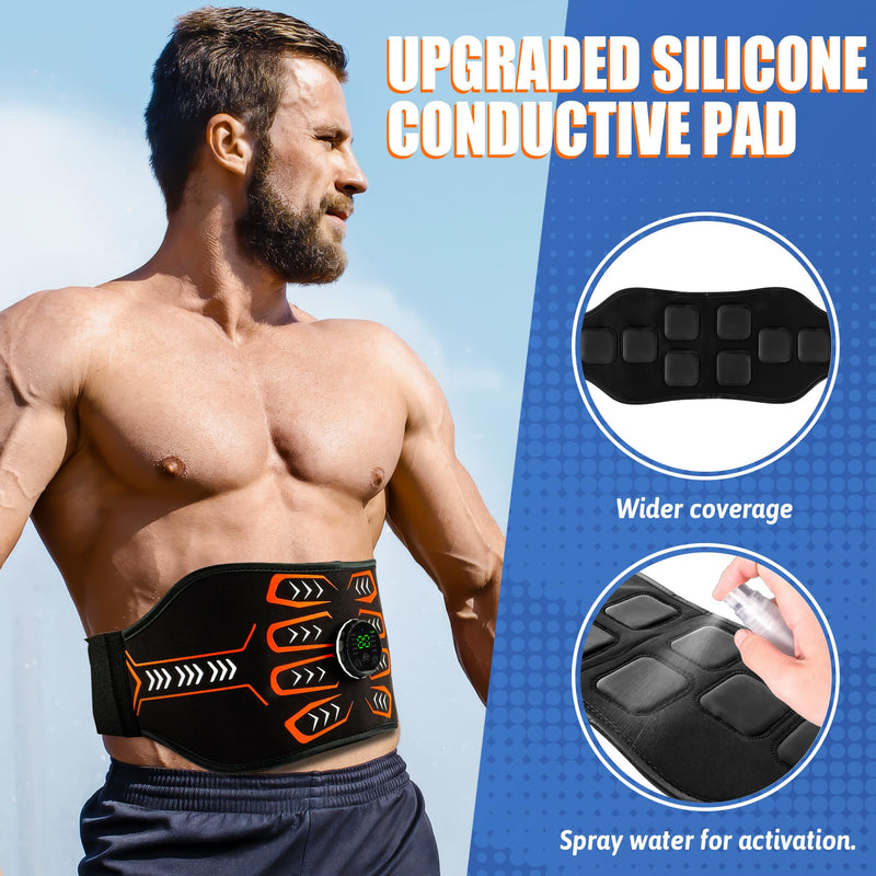 [Australia] - Electronic Muscle Stimulator, Abs Stimulator Muscle Toner, Ab Machine Trainer for All Body, Rechargeble for Fitness Strength Training Workout Equipment for Men and Women(Waist + Arms) 