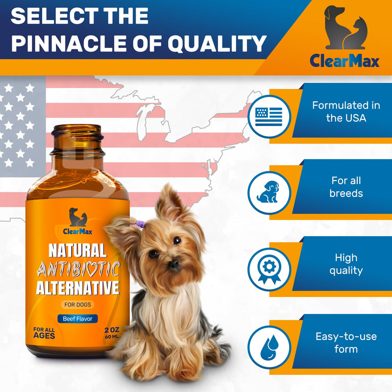 Natural Antibiotics for Dogs for Allergies, Infections, Coughs, Digestive Moments – Dog Antibiotics with Beef Flavor May Support Urination and Breathing – Organic Composition with Cranberry – 2 Oz - PawsPlanet Australia