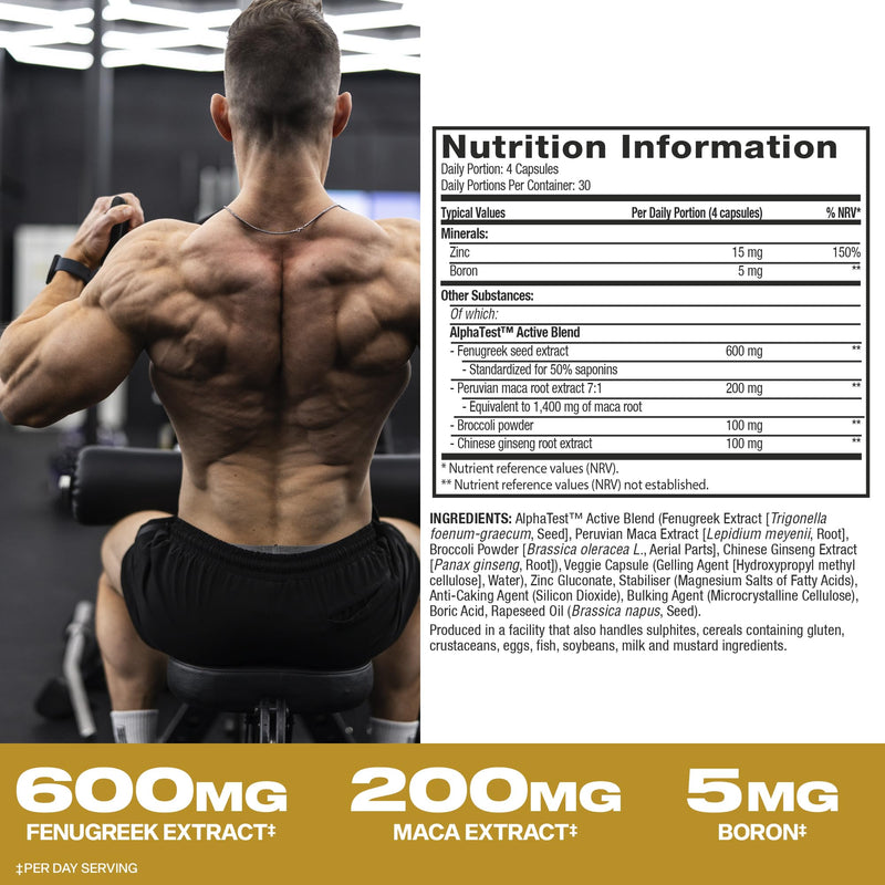 MuscleTech AlphaTest Testosterone Booster Supplement for Men, Workout Supplement, Muscle Strength Builder for Men, 200mg Maca Extract, Zinc & Boron, 120 Capsules, 30 Servings
