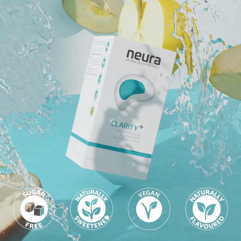 Neura Clarity+ Lion’s Mane Nootropic Drink – Brain Focus & Mental Clarity – Green Apple Flavour – 20 Sachets