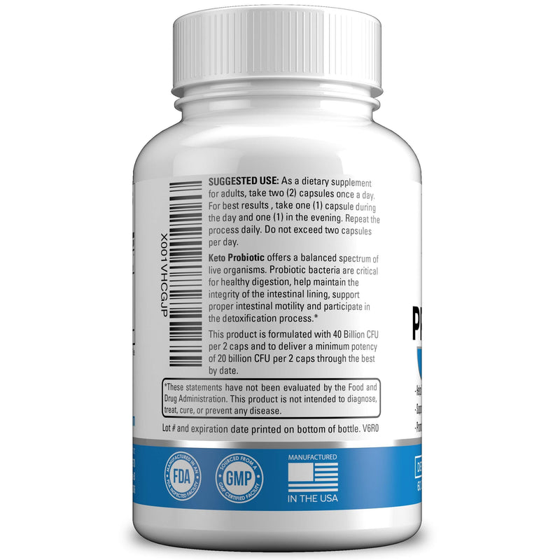 [Australia] - Keto Probiotics with Prebiotic - Digestive & Gut Health - Supports Occasional Constipation, Diarrhea, Gas & Bloating - Probiotics for Women & Men - Ketogenic Diet Probiotic - 60 Capsules 