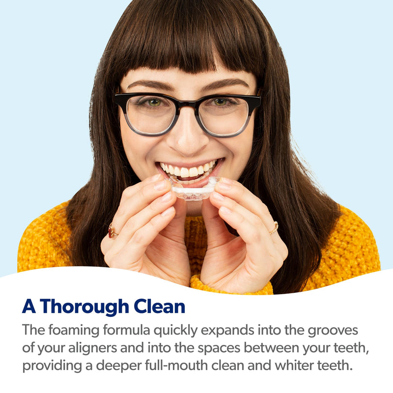 EverSmile AlignerFresh Extra Whitening Foam – Cleaner Compatible w/Invisalign and All Clear Aligners and Retainers – Eliminates Bacteria, Whitens Teeth, Fights Bad Breath – 50ml (1 Pack) Extra Whitening Fresh Mint 50ml 1-pack