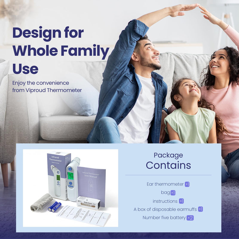 [Australia] - Ear Thermometer, Digital Ear Thermometer for Kids and Adults, High Accuracy Baby Thermometer with 1s Result, 3-Color Coded and 30 Memory Recall, Easy to Use, with 21 Disposable Probe Covers White 