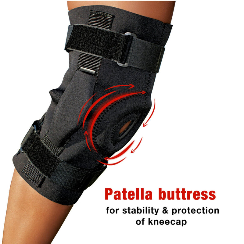 [Australia] - ACE Brand Hinged Knee Brace, Provides Firm, Stabilizing Support and Compression to Muscles and Joints, Adjustable Knee Brace with Knee Straps, Right or Left Knee Brace, One Size Fits Most 