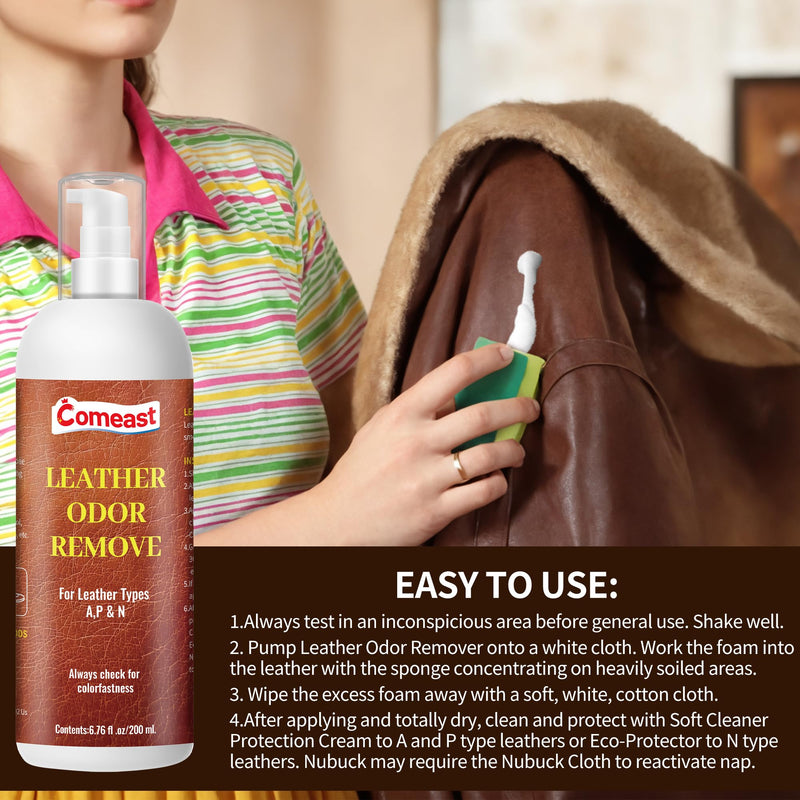 [Australia] - Leather Odor Remover, Leather Cream, Leather Cleaner and Leather Conditioner, Protect, Restore Leather Couches, Furniture, Car Interiors, Jackets, Shoes, Or Other Leather Items Unscented 6.76 Fl Oz 
