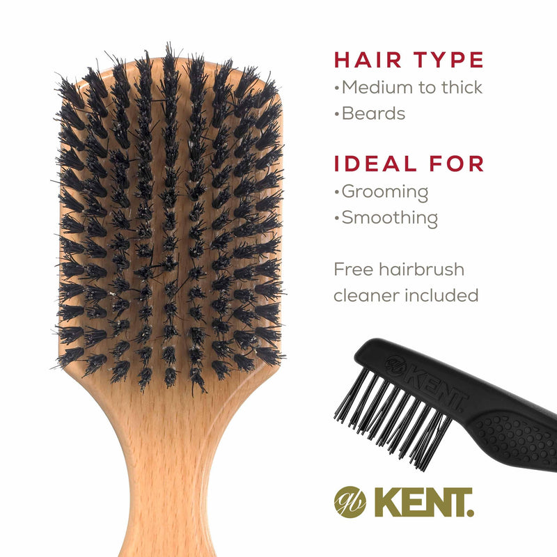 [Australia] - Kent OG2 Club Hair Brush, Small Boar Bristle Hair Brush for Men, Natural Boar Bristle Beard Brush for Men, Beechwood Kent Brush for Hair and Beards and Beard Straightener 