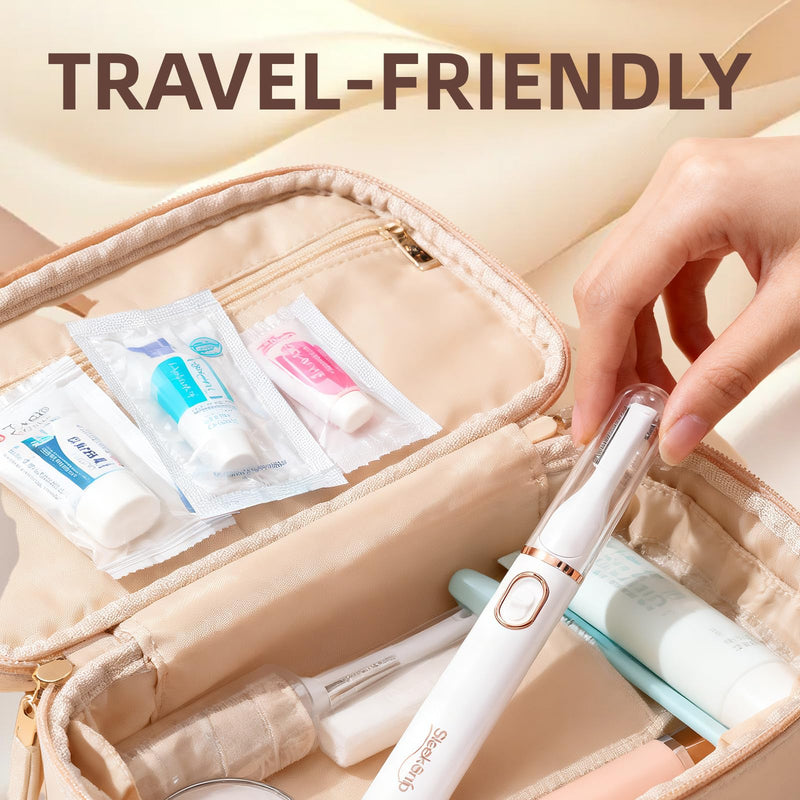 2025 Eyebrow Trimmer Facial Shaver for Women - Painless Facial Hair Remover, Mini Personal Grooming Tool with Combs White