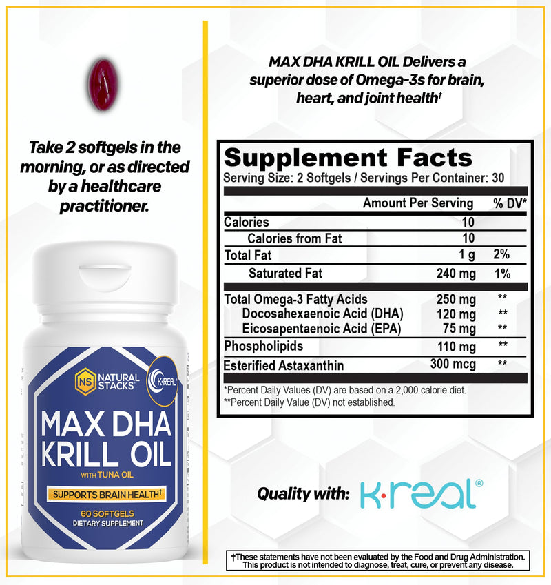 [Australia] - Antarctic Krill Oil Supplement - DHA EPA Omega 3 Supplement with Antioxidant Astaxanthin - Omega 3 Fish Oil to Support Brain, Heart & Joint Health - 60 Krill Oil SoftGels 60 Count (Pack of 1) 