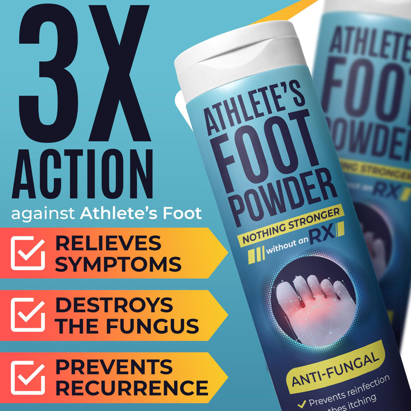 Athlete's Foot Powder with Miconazole Nitrate 2% Controls Odor & Fungus | Relieves Itchy, Burning Feet & Controls Odor, Athlete's Foot Treatment Helps Prevent Fungus & Reinfection, 3 oz Pack of 3