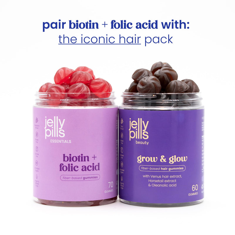 Jelly Pills Beauty Gummies with 500 mg Collagen, 50 mg Resveratrol, Hyaluronic Acid, Coenzyme Q10, Vitamin C & E - 60 Gummies - No Added Sugar - Strawberry Flavour