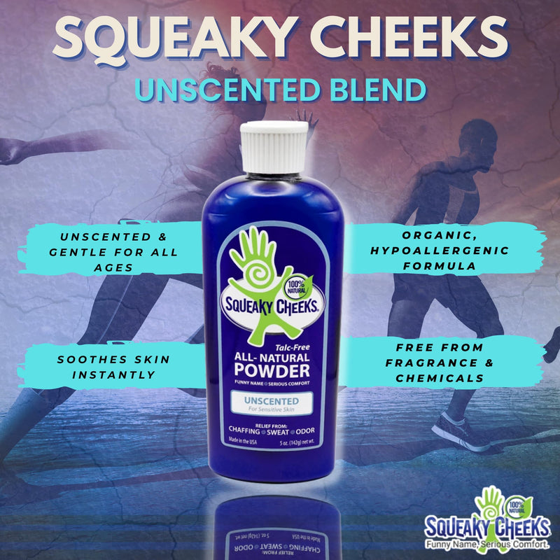 Squeaky Cheek Organic Talc-Free Unscented Dusting Powder (5oz) - Gentle, Nourishing, Fragrance-Free for Sensitive Skin