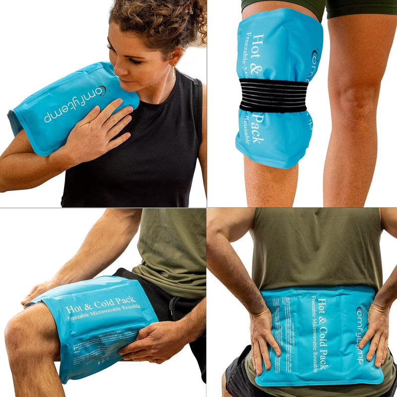 [Australia] - Comfytemp Large Cooling Pad Gel with Velcro Strap, 27 x 37 cm Cooling Pack for Bending for Shoulder Neck Back Knees Buttocks Reusable Ice Pack Cold Warm Compress Cooling Pad 