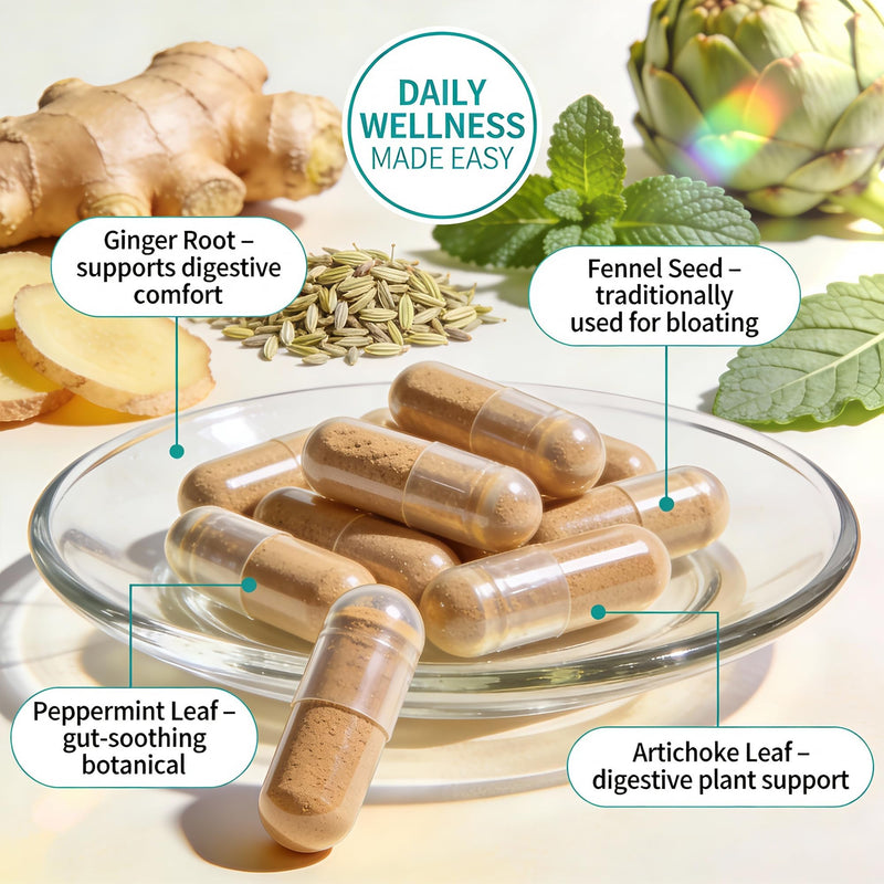 Digestive Support XR Complex | 90 Vegan Capsules | Premium Digestive Enzyme & Fibre Blend | Digestive Balance, Bloating Comfort & Gentle Gut Movement | Peppermint, Ginger & Probiotics | by NutriVolv