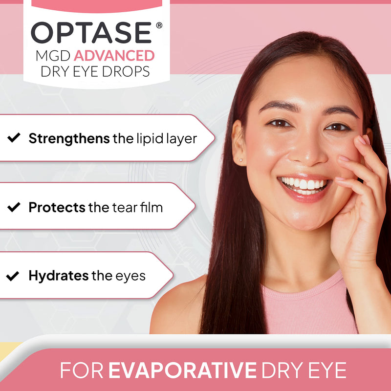 OPTASE MGD Advanced Dry Eye Drops - Preservative Free Eye Drops for Dry Eyes and MGD - Lipid-Based Artificial Tears - Demet Technology, Multidose Bottle, Contact Lens Safe - .33 fl oz, 300 Drops