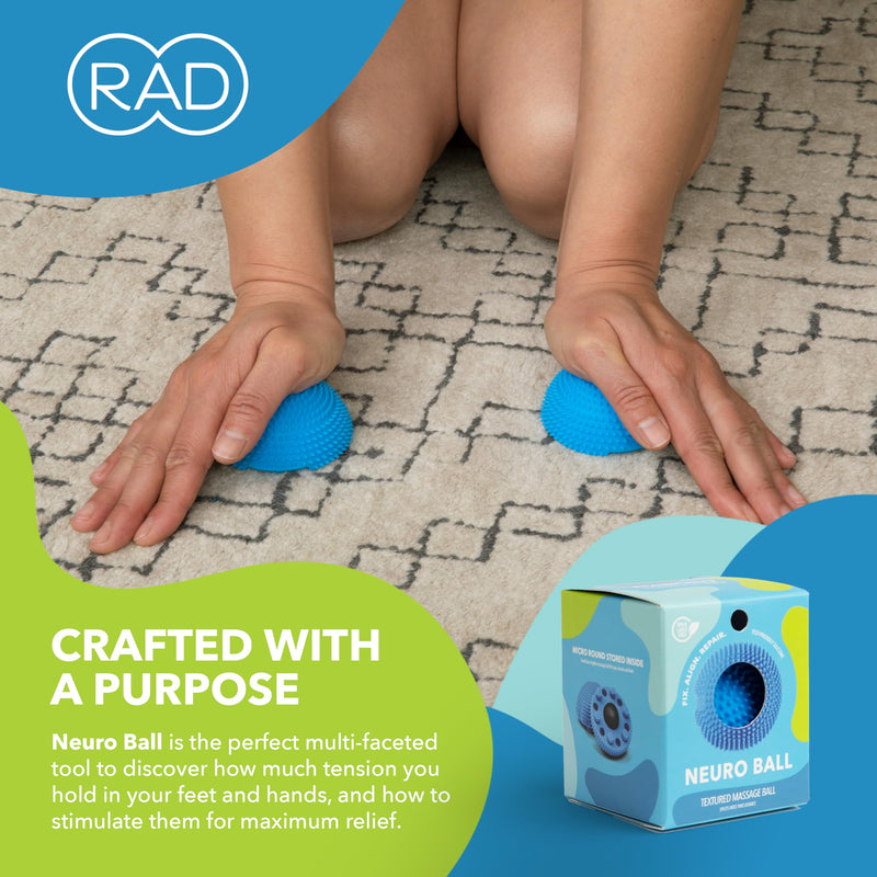RAD The Original Neuro Ball – Foot Roller & Textured Massage Ball for Myofascial Release, Plantar Fasciitis, Hands & Face – Spiky Therapy Tool for Muscle Relief