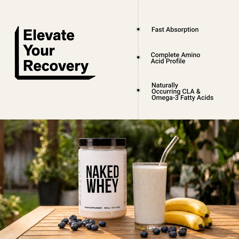 Naked Whey Protein Powder, Only 1 Ingredient, Grass Fed, Gluten Free, Soy Free, GMO Free, 25g Protein and 6g BCAAs per Scoop, Unflavoured, 12 Servings, 450g 450g (Pack of 1)