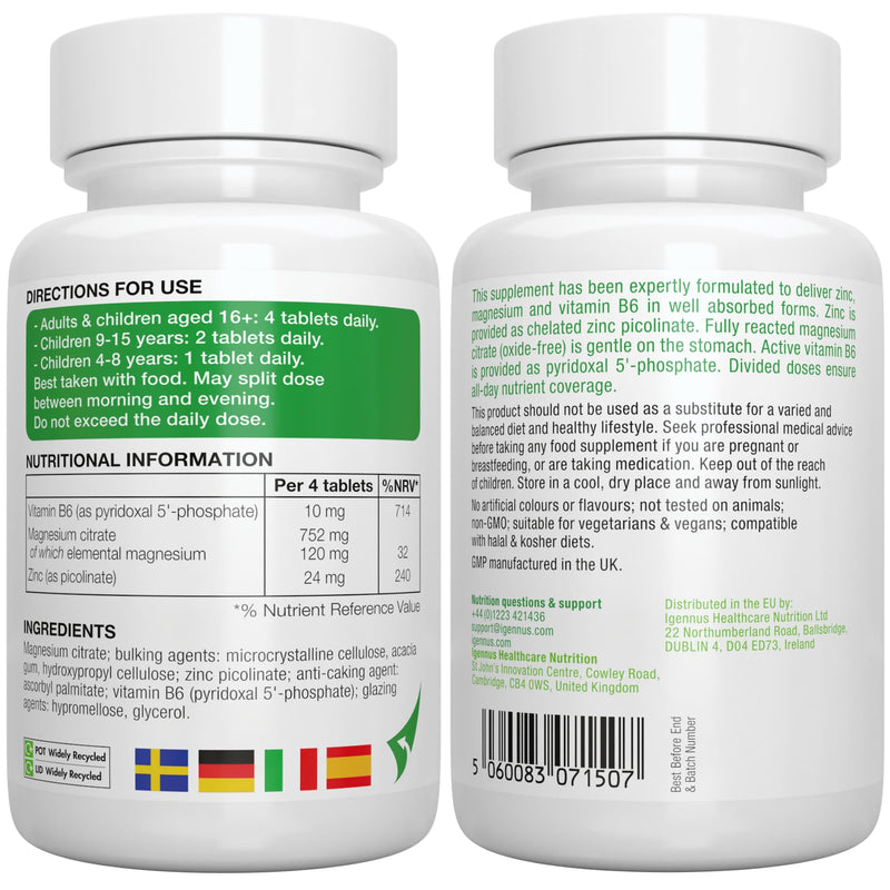 Igennus Neurobalance High Strength Zinc Magnesium & B6 Complex for Cognitive Support, Calm Focus & Relaxation, 360 Small Tablets, Chelated Zinc & Gentle Higly Absorbable Fully Reacted Magnesium 360 count (Pack of 1)
