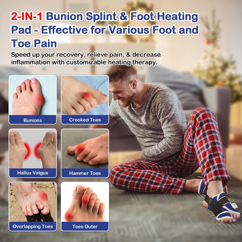 JOBYNA Electric Heating Bunion Correction, 2PCS 86-158 Big Toe Straightener for Hallux Valgus Bunion Pain Relief, Auto Shut Off, One Size Fits Most All