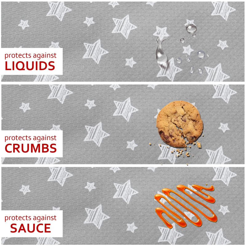 [Australia] - Splat Mat for Under High Chair, Non Slip Waterproof Mealtime Floor Mats Washable Portable Picnic Splash Mat for Baby Art/Craft/Playtime, 42X46 Inch - Grey Star 