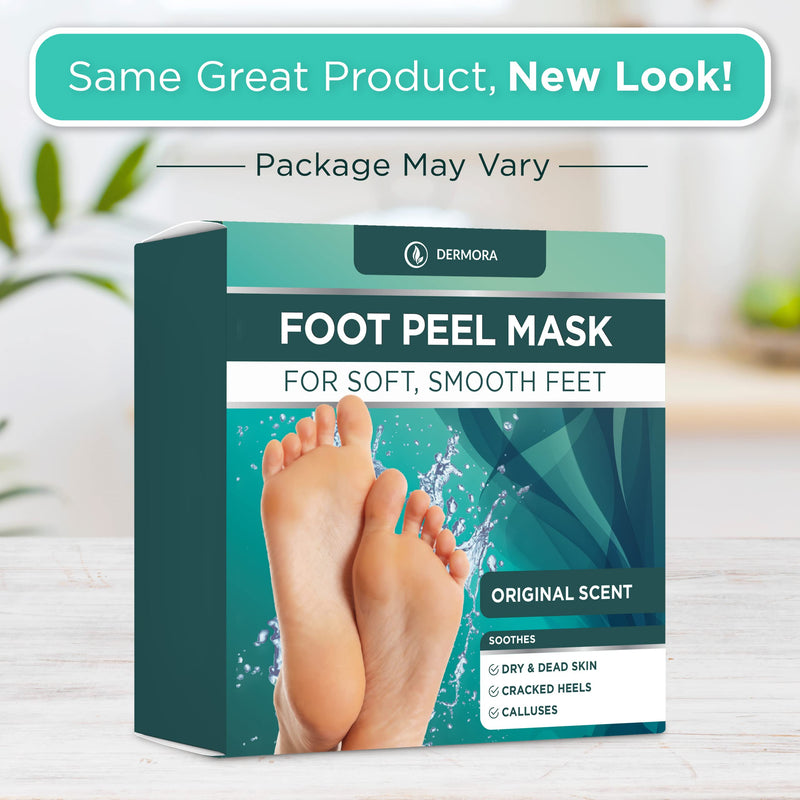 [Australia] - DERMORA Foot Peel Mask - 2 Pack of Regular Size Skin Exfoliating Foot Masks for Dry, Cracked Feet, Callus, Dead Skin Remover for Baby Soft Feet, Original Scent 2 Count (Pack of 1) Scent: Original 