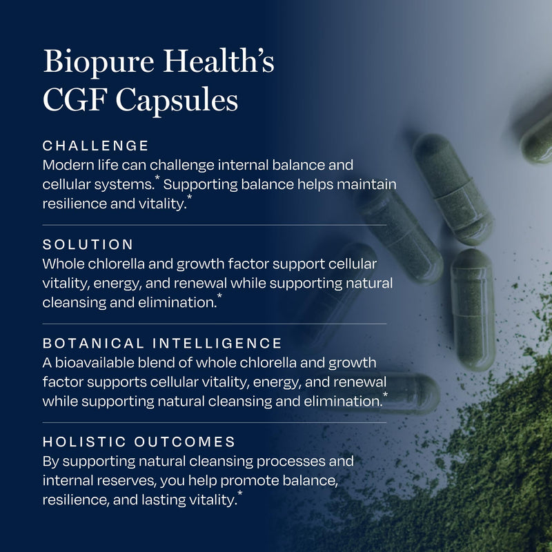 BioPure Chlorella Growth Factor Capsules – Nutrient-Dense, Nutraceutical Superfood Packed with Proteins, Vitamins, Minerals & Amino Acids that Supports Metabolism, Detox & Immunity – 100 Capsules