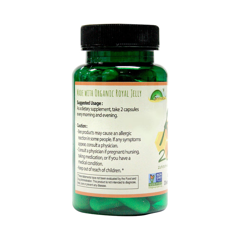 [Australia] - Greenbow Royal Jelly 2000mg Equivalency – Non GMO Made with Organic Royal Jelly - One of The Most Nutrition Packed – (60 Vegan Capsules) 