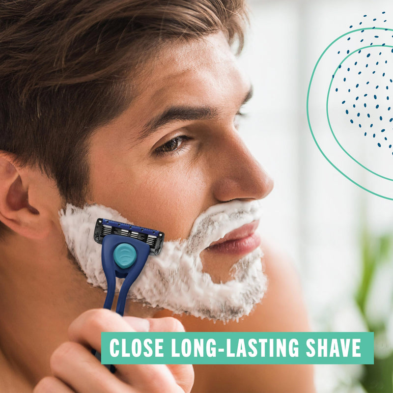 [Australia] - Preserve Shave 5 Razor Blades Refills - 5 Blade Razors for Men & Women - Ceramic Coated Shavers for Comfort with Aloe-Cocoa Butter Strip - Reusable Shaving Refill - 4 Pack Replacement Shave 5 Cartridges 