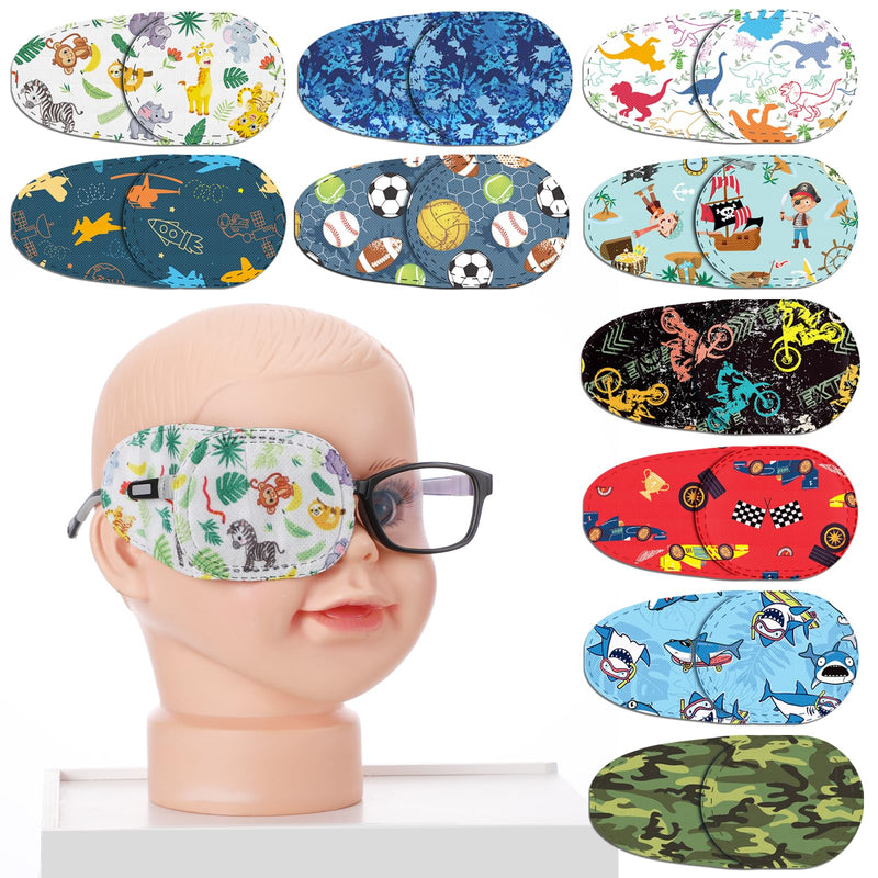 Panelee Adhesive Eye Patches for Kids with 10 Styles and Reward Poster, Latex Free Eye Pad Bulk Blocking Fun Cute Designs Cotton Adhesive Bandages for Toddler Lazy Eye(Cute)