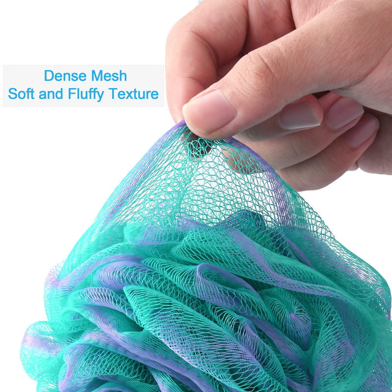 [Australia] - AmazerBath Loofah Sponge 75g/Piece, Exfoliating Bath Sponge Body Scrubber - Loofa Set of 4 Flower Color (Large, Green-Purple) Large (Pack of 4) 