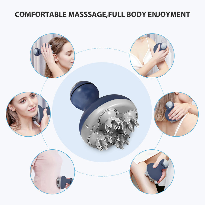 COMFIER Cordless Electric Scalp Massager with Mutlti-Modes Vibration, Handheld Cat Head Massager for Pets, Portable Dog Head Massage for Deep Clean and Stress Relax Blue