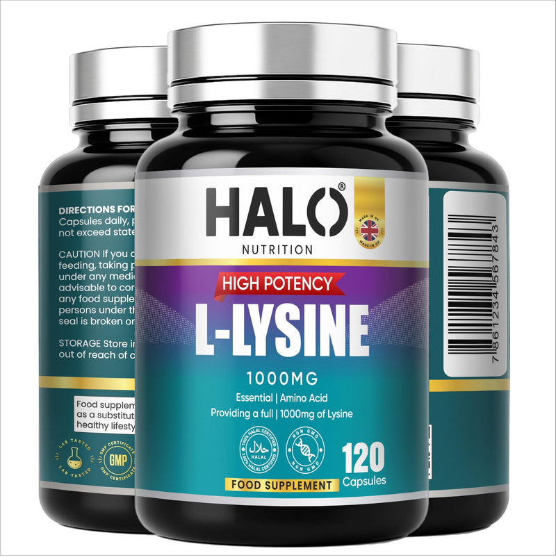 L-Lysine 1000MG Capsules,120 Servings –Essential Amino Acid – Vegan Capsule Made with no Gelling Agents– Non-GMO, Gluten-Free, Kosher,Halal (120 Count) Normal Growth & Muscle | UK Made
