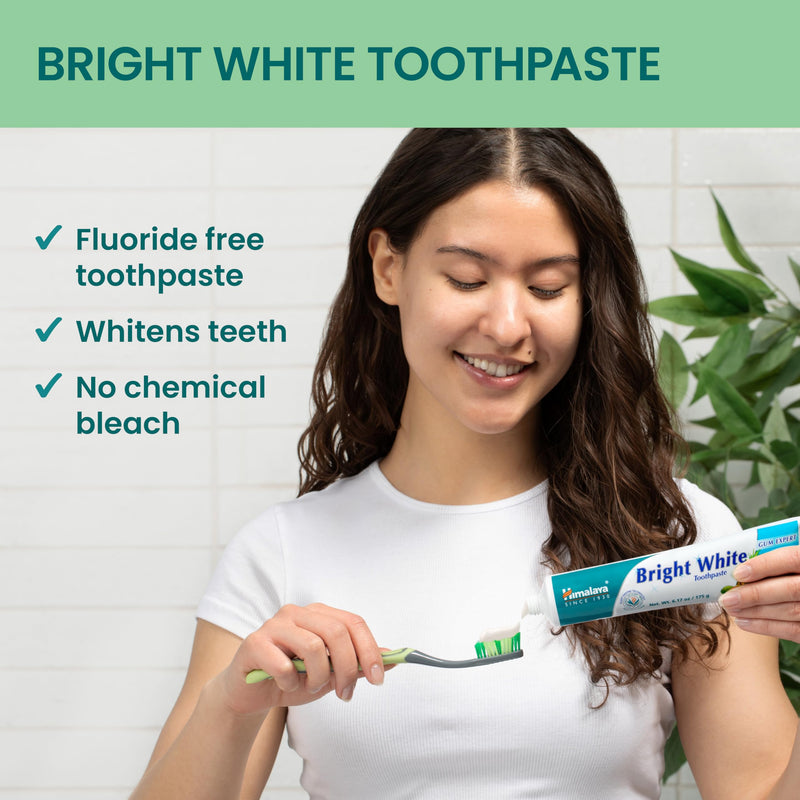 [Australia] - Himalaya Bright White Toothpaste, Fluoride Free to Reduce Plaque & Whiten Teeth, 6.17 oz, 3 Pack Mint 6.17 Ounce (Pack of 3) 