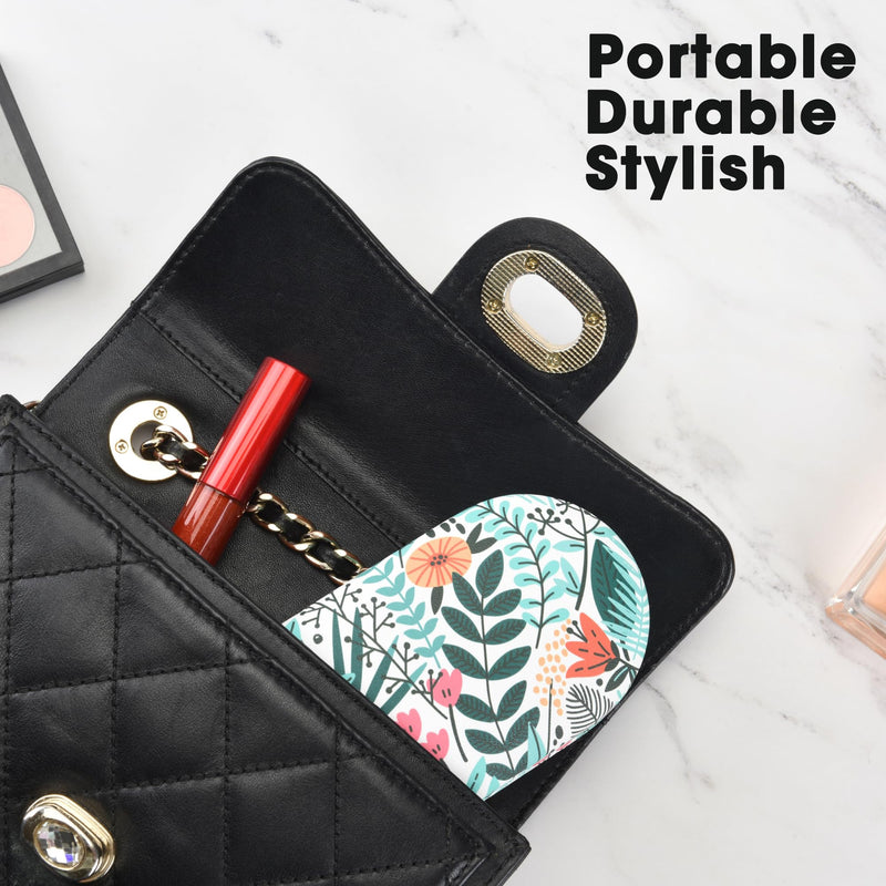 [Australia] - 2 in 1 Contact Lens and Glasses Case,Double Sided Dual Use Design with Mirror, Tweezer and Contact Lens Solution Bottle,Portable Soak Storage Kit for Travel,Office(White & Tropical Flowers) White & Tropical Flowers 