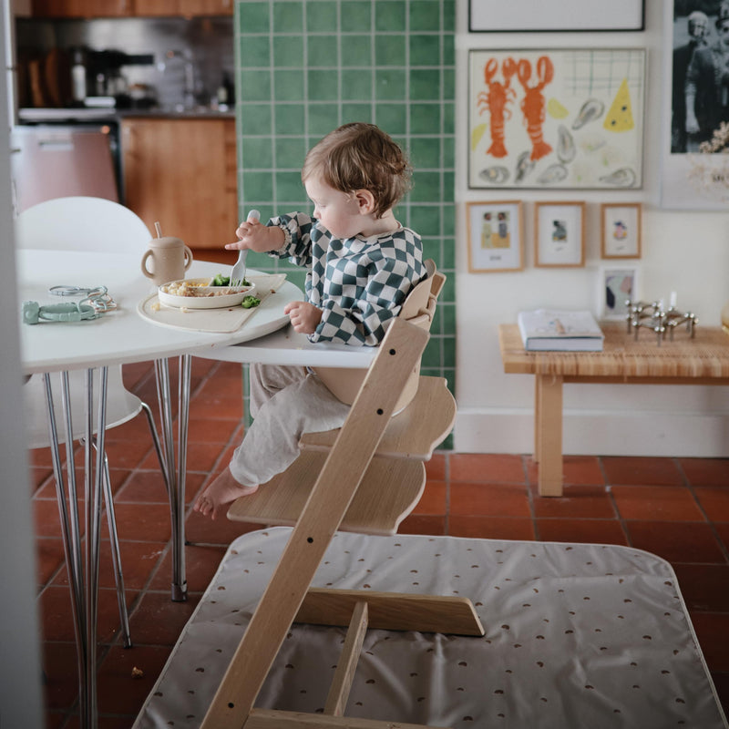 [Australia] - mushie Baby Splat Mat 42.5x42.5 Inch (Fog) | Water Resistant for Under High Chair and Infant Play Fog 