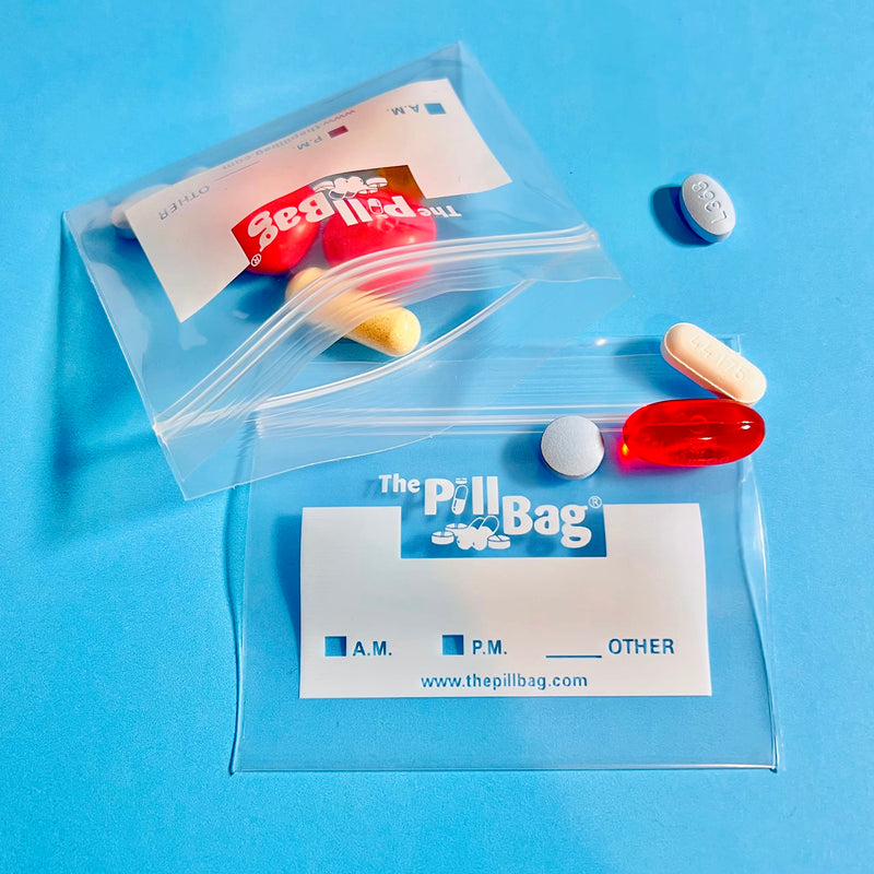 3 mil Strong, Flexible, Comfortable.The Pill Bag Medicine Pill Organizer, Resealable, Disposable Pouches for Vitamins, Gummies, Plastic Bags Travel, Walks, Exercise, Clean,Standard Size100 Count