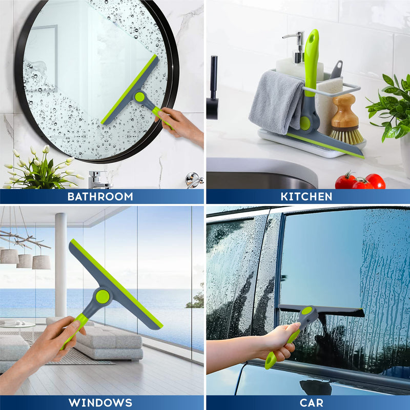 [Australia] - DSV Standard Shower Squeegee for Glass Doors, Squeegee for Window Cleaning, All Purpose Window Cleaner Tool for Car Squeegee,Windshield | Mini Window Squeegee for Home | 10" Blade and 8.3" Long Handle Handheld Squeegee 