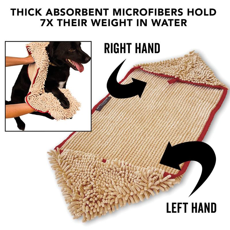 PRIDE AND GROOM The Towel – Thick, Soft, Super Absorbent Microfiber Towel for Dogs & Pets That is Quick Drying, Holds 7 Times its Weight in Water and Has Dual Pockets for Your Hands - PawsPlanet Australia