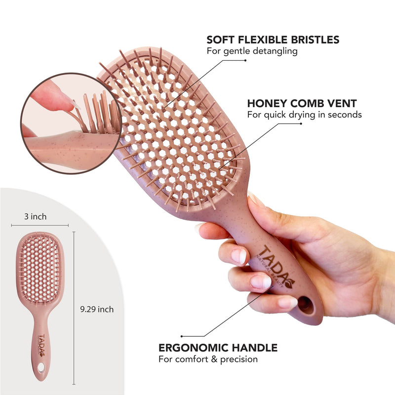 [Australia] - TADA Natural Beauty Hair Brush Detangler for Curly, Thick, Wavy, and Thin Hair - Ventilation Holes for Quick Drying and Styling, Detangler Brush for Women, Men, Kids (4 Colors) (2PK #2) 2PK #2 